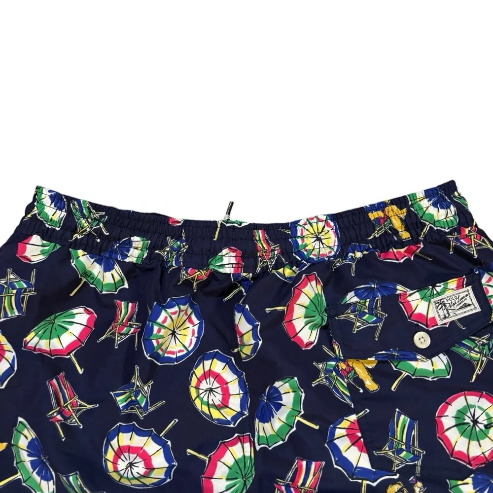 Polo Ralph Lauren Swim Trunks Polo Bear Umbrella Print Mens Large Summer Beach‎